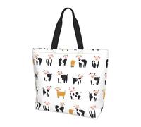 Impresión De Dibujos Animados De Vaca Linda Bolsa Tote Plegable Bolsa De Compra Casual Bolsas De Compras Para Shopping Mujer Picnic