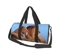 Impresión de Dos Leones, Bolsa de Viaje de Gran Capacidad, Bolso Redondo, Bolsa de Viaje Deportiva, Bolsa de Mano, Bolsa de Fitness
