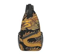 Impresión De Dragón Amarillo Sobre Fondo Negro Unisex Bolsa De Pecho Multiusos Mochila Bandolera Pequeño Bolsos De Hombro Para Ciclismo Correr Viaje Senderismo