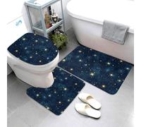 Impresión De Estrellas De Destello De Ensueño Juego De 3 Alfombrillas De Baño Antideslizante Alfombra De Contorno Absorbente Felpudo para Entrar Ducha Casa