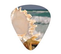 Impresión de estrellas de mar y conchas de playa,12 púas de guitarra, 3 grosores diferentes para guitarra acústica, bajo y ukelele