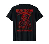 Impresión de fondo de Hard Techno - Rave To The Grave Grim Reaper Camiseta