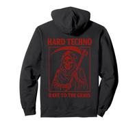 Impresión de fondo de Hard Techno - Rave To The Grave Grim Reaper Sudadera con Capucha