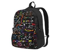 Impresión de fórmulas matemáticas a color,Mochila con bolsillos, mochila informal para el día a día, resistente al agua, ideal para la escuela, viajes
