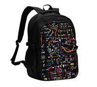 Impresión de fórmulas matemáticas a color, Mochila de viaje informal para portátil con puerto de carga USB para hombres y mujeres.