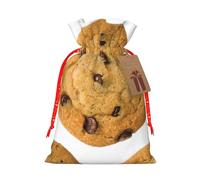 Impresión de galletas de chocolate de 4.7 x 6.9 pulgadas en bolsa de Navidad con cordón, ideal para adultos para envolver regalos para Navidad Halloween