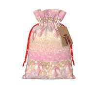 Impresión de globos con purpurina rosa de 4.7 x 6.9 pulgadas en bolsa de Navidad con cordón, ideal para adultos para envolver regalos para Navidad y Halloween
