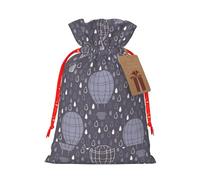 Impresión de globos de aire caliente de 4.7 x 6.9 pulgadas en bolsa de Navidad con cordón, ideal para adultos para envolver regalos para Navidad Halloween
