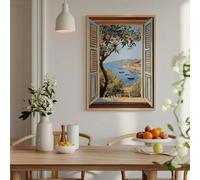 Impresión de Henri Matisse con ventana abierta, estilo fauvismo, obra de arte moderna, temática de naranjo mediterráneo para decoración de pared del hogar (30 x 42 cm/sin marco)