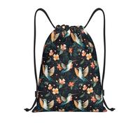 Impresión De Hojas De Colibrí Verde Unisex Mochilas Deportiva Casual Mochila De Cuerdas Impermeable Mochila Con Cordón Para Voleibol Playa Acampada
