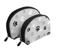 Impresión de Huellas de Animales, Bolsa de Maquillaje de Concha, Monedero pequeño para Mujer, Bolsa de artículos de tocador, Bolsa de cosméticos, 2 Piezas