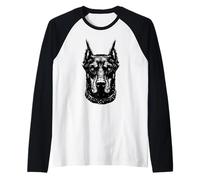 Impresión de Imagen de Perro Doberman Genial Camiseta Manga Raglan