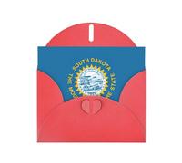 Impresión de la bandera de Dakota del Sur, hebilla de amor, papel perlado, regalos para tarjetas de cumpleaños con hoja de accesorios, tarjeta de notas, sobre