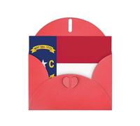 Impresión de la bandera del estado de Carolina del Norte, hebilla de amor, papel perlado, regalos para tarjetas de cumpleaños con hoja de accesorios, tarjeta de notas, sobre