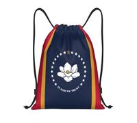 Impresión De La Bandera del Estado De Misisipi Bolsa De Deporte Bolsa De Cuerdas Ajustable Fácil De Doblar Bolsas con Cordón para Yoga Senderismo Viaje 36X42Cm