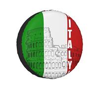 Impresión de la Bandera Italiana del Coliseo Romano Cubierta de Rueda Protector Solar portátil Suave Caso Protector, para camionetas, SUV, Coche, 14in