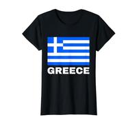 IMPRESIÓN DE LA ESPECIFICACIÓN Bandera Griega Ellas Hellas Grecia Patriota Helénica Camiseta gráfica económica, Mujer, Negro, XS
