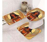 Impresión De La Gracia Eterna del Antiguo Egipto del Sol Juego De 3 Alfombrillas De Baño Antideslizante Tapete Absorbente Alfombra De Contorno para Inodoro Casa Ducha