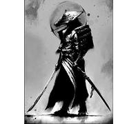 Impresión De La Lona Blanco Y Negro Japón Samurai Retrato Pared Arte Bushido Lienzo Pintura Guerreros Japoneses Lienzo Impresión Carteles Sala De Estar, 40X50 Cm Sin Marco