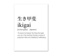 Impresión De La Lona Póster De Caligrafía Japonesa Ukiyo Ikigai Wabi Sab Arte De La Pared Pintura En Lienzo Negro Blanco Rojo Sol Samurai Impresión Decoración Del Hogar Regalos, 50X70Cm Sin Mar