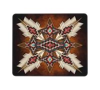 Impresión De La Rueda Medicinal del Arte Nativo Americano Alfombrilla para Ratón Antideslizante Alfombrillas De Mouse Bordes Cosidos Alfombrilla Raton para Ordenador Computadora Juego 25X30Cm