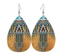 Impresión De La Rueda Medicinal Del Arte Nativo Americano Pendientes De Piel Sintética Moda Pendientes De Cuero Lujo Aretes Para Vacaciones Fiestas Vida Cotidiana