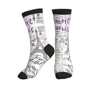 Impresión De La Torre Eiffel Del Tour De París En Francés Calcetines Largos Suaves Calcetine Deporte Transpirables Calcetine Para Adulto Tennis Mujer 40Cm