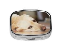 Impresión de Labrador Retriever amarillo, Pastillero cuadrado para bolsillo o monedero, pequeño contenedor de pastillas, organizador de pastillas de viaje
