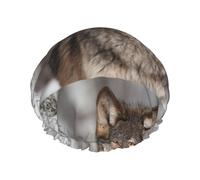 Impresión de lobo salvaje,Gorro de ducha, gorro de noche, gorro de baño elástico impermeable de doble capa, reutilizable para el cabello.