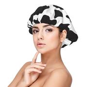 Impresión de manchas de vaca,Gorro de dormir de satén para adultos - Gorro de dormir elástico para mujer, cubrecabello nocturno