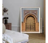 Impresión de mezquita, decoración musulmana, imagen de puerta con arco marroquí, pintura en lienzo, arquitectura de edificios islámicos, póster de arte de pared (70 x 100 cm/sin marco)