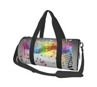 Impresión de Notas Musicales Saltando, Bolsa de Viaje de Gran Capacidad, Bolso Redondo, Bolsa de Viaje Deportiva, Bolsa de Mano, Bolsa de Fitness