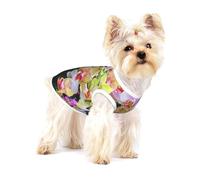 Impresión de orquídeas,Camiseta de algodón sin Mangas para Mascotas, Chaleco Transpirable, Suave y elástico para Cachorros,M