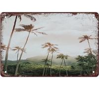 Impresión de palmeras, arte de pared de playa tropical, impresiones en colores pastel, playa hawaiana, divertido letrero de hojalata para club de verano, gimnasio, piscina, oficina, tienda, pubs, plac