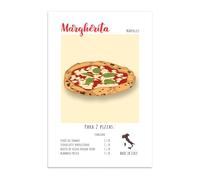Impresión de Pared Pizza Margherita, Cocina Italiana, Idea de Regalo Original, Decoración para Casa Cocina Comedor Pizzería, Póster en papel glossy premium (A3 (29,7 x 42 cm))