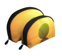 Impresión de Pelota de Tenis, Bolsa de Maquillaje de Concha, Monedero pequeño para Mujer, Bolsa de artículos de tocador, Bolsa de cosméticos, 2 Piezas