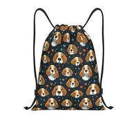 Impresión De Perro Beagle Lindo Bolsa De Cuerdas Mochila Cuerdas Ajustable Ligera Bolsa De Hombro Doble para Merienda Adolescentes Natación 36X42Cm