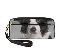 Impresión de Perro Border Collie, Bolsa de Maquillaje Bolsa de cosméticos Bolsa de Aseo de Viaje portátil Estuche de Cuero para Mujeres y niñas