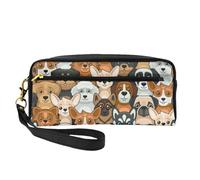 Impresión de Perro Estilo Dibujos Animados, Bolsa de Maquillaje Bolsa de cosméticos Bolsa de Aseo de Viaje portátil Estuche de Cuero para Mujeres y niñas