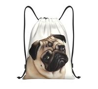 Impresión De Perro Pug Bolsa De Gimnasia Mochila Fácil De Doblar Ligera Bolsas para Escolar Hombres Escuela 36X42Cm