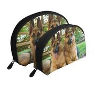 Impresión de Perros pastores alemanes, Bolsa de Maquillaje de Concha, Monedero pequeño para Mujer, Bolsa de artículos de tocador, Bolsa de cosméticos, 2 Piezas