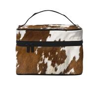 Impresión de Piel de Vaca roja y Blanca., Bolsa de Maquillaje Bolsa de cosméticos Bolsa de Aseo de Viaje portátil Estuche para lápices
