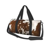 Impresión de Piel de Vaca roja y Blanca., Bolsa de Viaje de Gran Capacidad, Bolso Redondo, Bolsa de Viaje Deportiva, Bolsa de Mano, Bolsa de Fitness