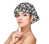 Impresión de pila de balones de fútbol,Gorro de dormir de satén para adultos - Gorro de dormir elástico para mujer, cubrecabello nocturno