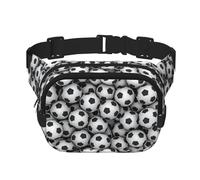 Impresión de Pila de balones de fútbol,Riñonera Cuadrada de Doble Capa, Bolso de Viaje, Bolso Informal para el Pecho.