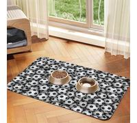 Impresión de Pila de balones de fútbol,Tapete para Comida de Mascotas, manteles Individuales de Cuero sintético para Gatos y Perros,30x45cm