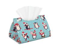 Impresión de pingüinos navideños, Funda para Caja de pañuelos con Cierre, Reutilizable, Decorativa para baño, Sala de Estar, Dormitorio, Oficina y Coche.