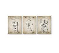 Impresión de póster de ciencia vintage decoración de laboratorio de química idea de regalo para estudiantes de ciencia pintura en lienzo imagen decoración del hogar sin marco-30X40cmX3