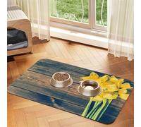 Impresión de Ramo de narcisos,Tapete para Comida de Mascotas, manteles Individuales de Cuero sintético para Gatos y Perros,40x60cm