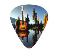 Impresión de reflejo de guitarra de lago, 12 púas de guitarra para amantes, 3 grosores diferentes: 0,46, 0,71 y 0,96 mm